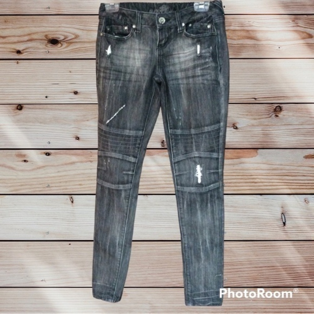 💋 Black skinny moto jeans 👖 biker distressed ripped